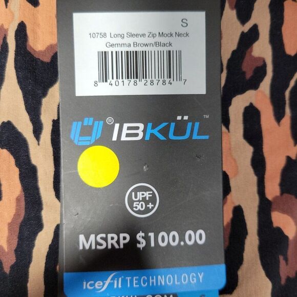 IBKUL Top Women Small Leopard Long Sleeve Mock Neck Golf Shirt UPF 50 Athleisure - Picture 7 of 11